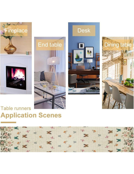 Camino de mesa mariposa rosa vintage 13x120 cm