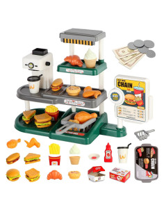 71 Piezas Juguete de Comida Rápida - Caja Registradora Verde