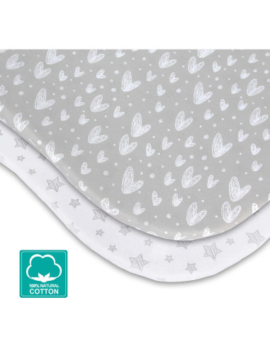 Sábanas para cuna Biloban 100% algodón gris estrellas