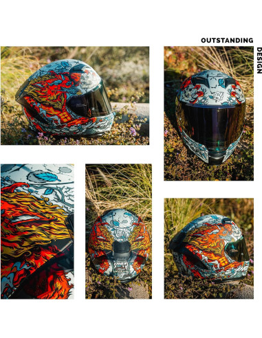 Casco HAX Force XL Brilla en la Oscuridad Rojo