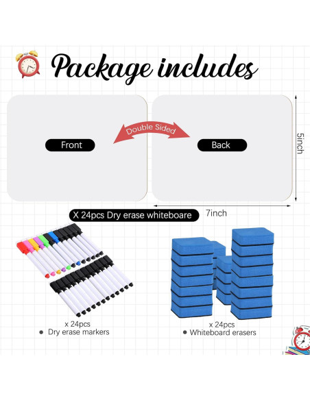 24 Mini Tableros de Borrado en Seco Affrolling 12.7x17.8cm