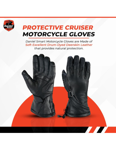 Guantes de Cuero Daniel Smart - Motocicleta Mediano