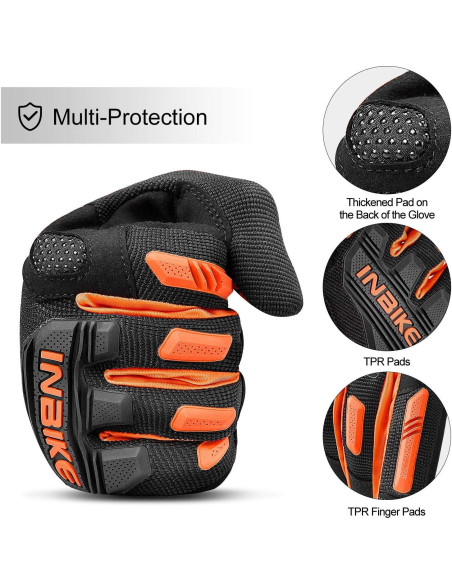 Guantes de Montaña INBIKE X-Large Naranja Táctiles y Antichoque