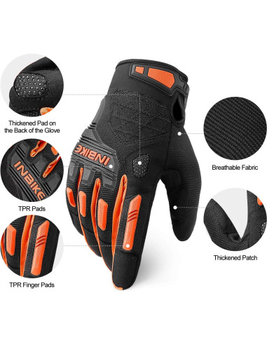 Guantes de Montaña INBIKE X-Large Naranja Táctiles y Antichoque