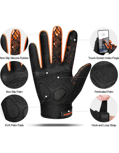 Guantes de Montaña INBIKE X-Large Naranja Táctiles y Antichoque