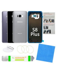 Panel de vidrio trasero Samsung Galaxy S8+ Plata con lente y herramientas