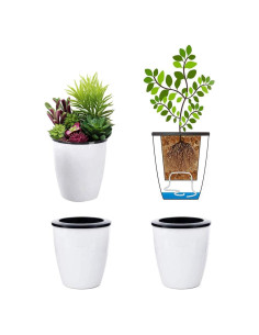 Maceta Autorriego OYSIR Blanca 3.5" para Plantas - 3 Piezas