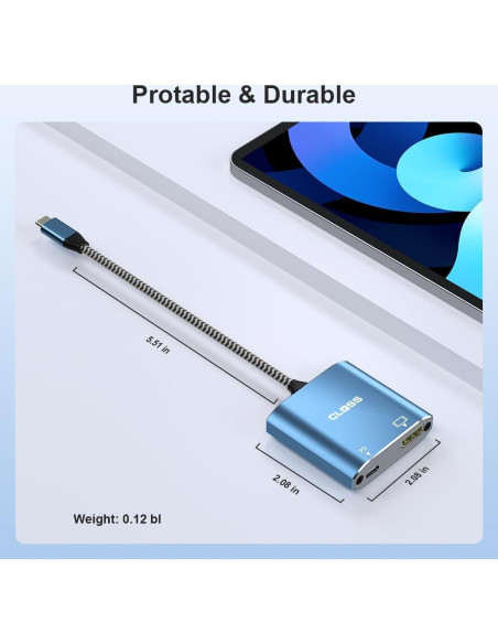 Adaptador USB C a HDMI 4K Closs TC-207-B con carga PD 100W