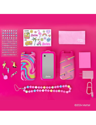 Teléfono Plegable Barbie Rosa Poderoso - KaiOS, 0.25 kg