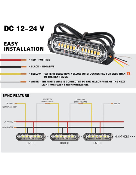 Luz Estroboscópica LED PKINGLAKE 6W Ámbar/Blanco 21 Modos