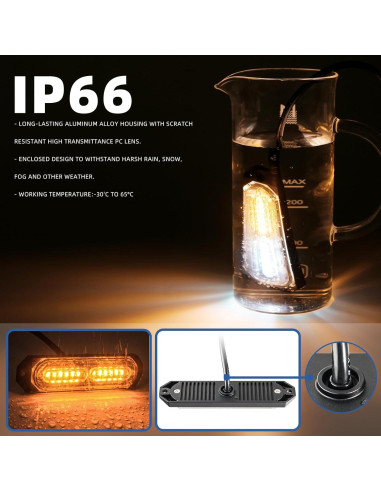 Luz Estroboscópica LED PKINGLAKE 6W Ámbar/Blanco 21 Modos