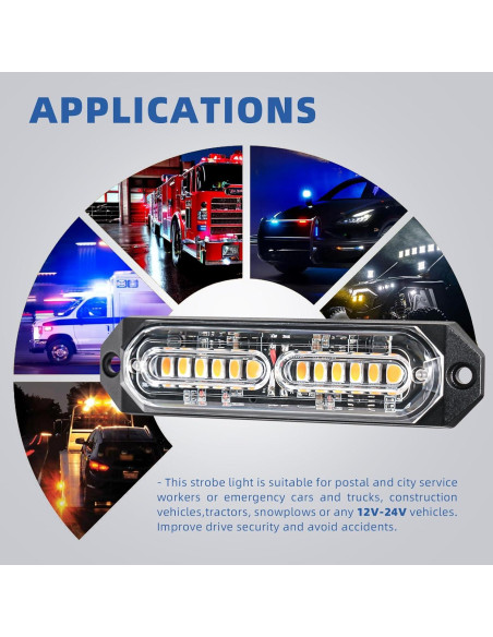 Luz Estroboscópica LED PKINGLAKE 6W Ámbar/Blanco 21 Modos