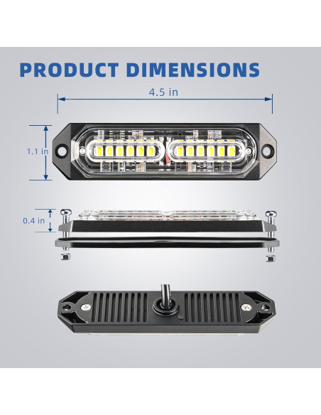 Luz Estroboscópica LED PKINGLAKE 6W Ámbar/Blanco 21 Modos