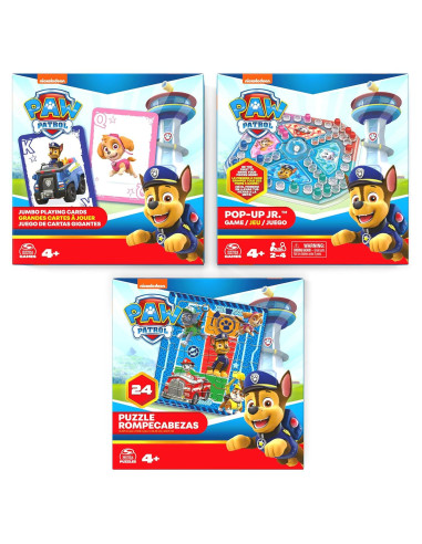 PAW Patrol Paquete de Juegos - Cartas Jumbo, Pop-Up y Rompecabezas
