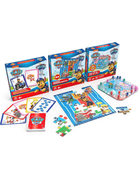 PAW Patrol Paquete de Juegos - Cartas Jumbo, Pop-Up y Rompecabezas