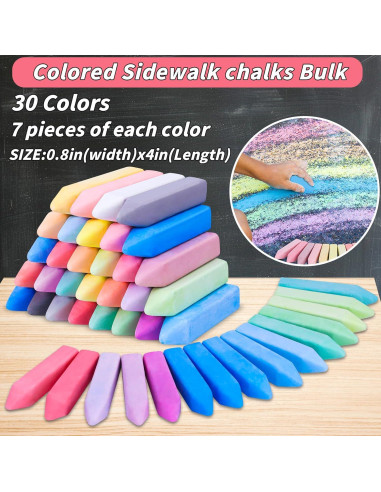 210 Tizas de Acera UZLU Jumbo Multicolor Lavables