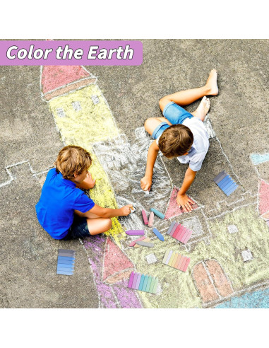 210 Tizas de Acera UZLU Jumbo Multicolor Lavables