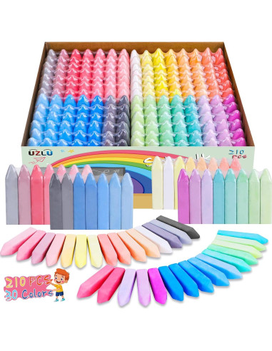 210 Tizas de Acera UZLU Jumbo Multicolor Lavables