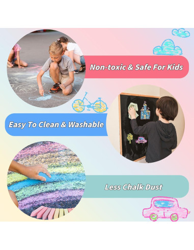 210 Tizas de Acera UZLU Jumbo Multicolor Lavables