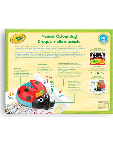 Bicho de Color Musical Crayola con 8 Marcadores y Papel