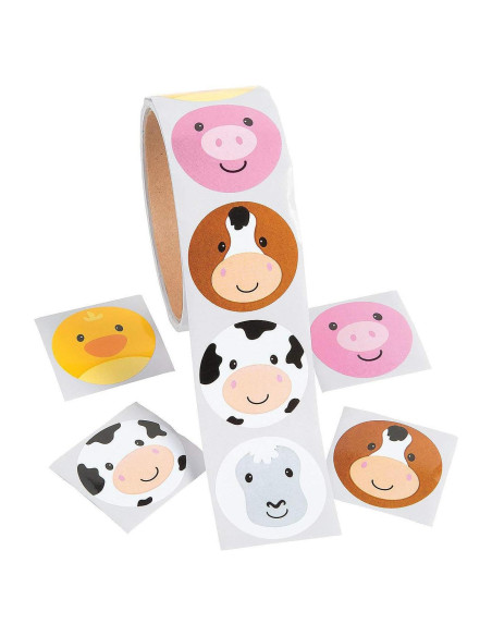 Pegatinas de Animales de Granja Fun Express - 100 Piezas
