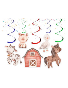 Paquete de 10 Streamers de Animales de Granja - Decoración Rústica