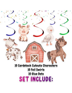 Paquete de 10 Streamers de Animales de Granja - Decoración Rústica 2