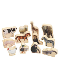 Bloques de Madera Excellerations Animales - Set 12 Piezas