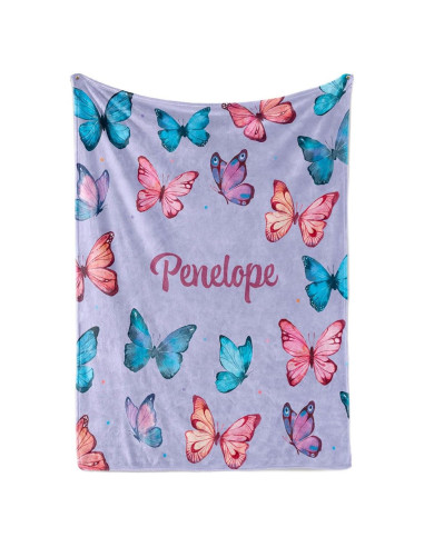 Manta Personalizada Mariposa - Sherpa 152x203 cm - Regalo Niña