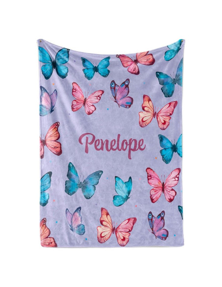 Manta Personalizada Mariposa - Sherpa 152x203 cm - Regalo Niña