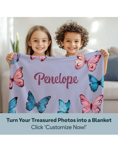 Manta Personalizada Mariposa - Sherpa 152x203 cm - Regalo Niña