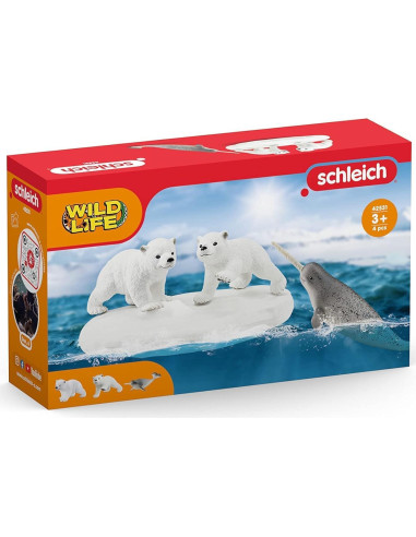 Schleich Parque Polar 4 Piezas Oso Polar y Narval