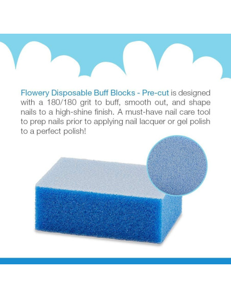 Bloques de Pulido Desechables Flowery Azul 180 Grano - 100 Pcs