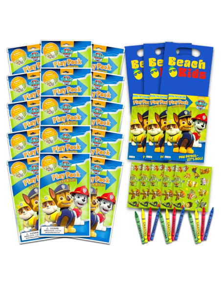 Set de 15 Paquetes de Juego Paw Patrol con Libros y Crayones