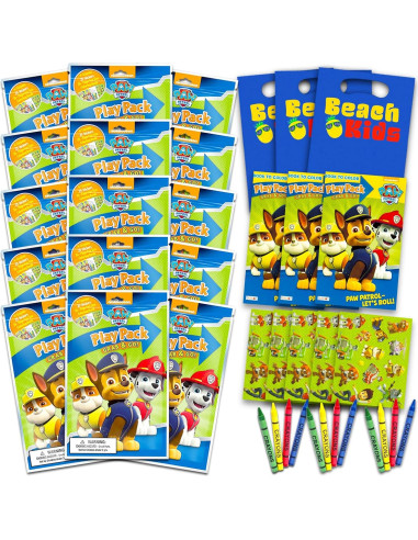 Set de 15 Paquetes de Juego Paw Patrol con Libros y Crayones