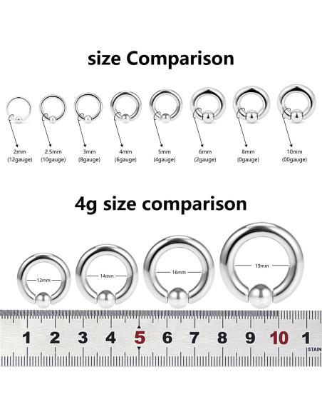 Anillos de Septum Yaalozei 4G Acero Quirúrgico 19mm Plata