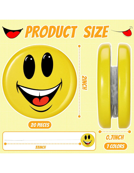 Paquete de 20 Yo Yos Caras Sonrientes Sotiff - Juguetes de Colores