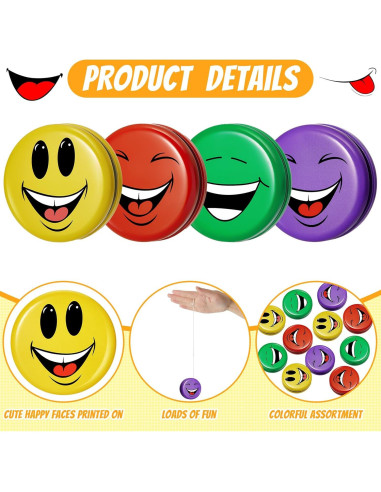 Paquete de 20 Yo Yos Caras Sonrientes Sotiff - Juguetes de Colores