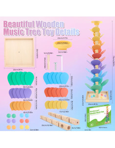 Juego de Canicas de Madera RECEKA Árbol Musical 49 Piezas 2