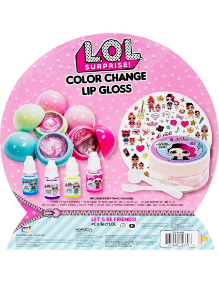 L.O.L. Surprise! Kit Brillo Labial Cambio Color 5 Sabores