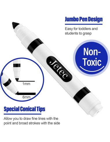 Marcadores Lavables Janlaugh 36 Pcs Punta Cónica Negros