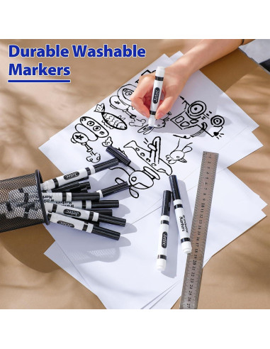 Marcadores Lavables Janlaugh 36 Pcs Punta Cónica Negros