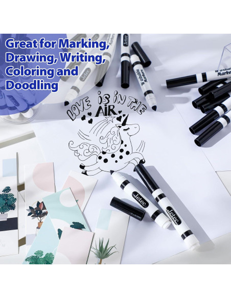 Marcadores Lavables Janlaugh 36 Pcs Punta Cónica Negros