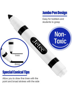 Marcadores Lavables Janlaugh 36 Pcs Punta Cónica Negra 2