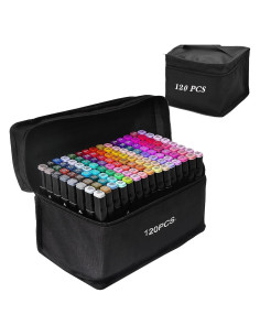 Juego de Marcadores de Alcohol Alcohu 120P Punta Doble Colores