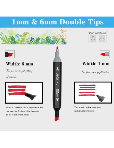 Juego de Marcadores de Alcohol Alcohu 120P Punta Doble Colores