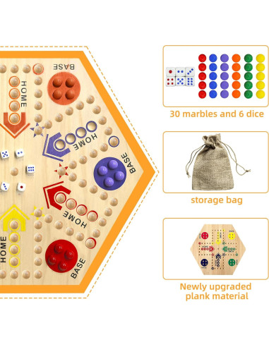 Juego de Mesa Aggravation Yuffiey Doble Lado 60 cm 24 Canicas