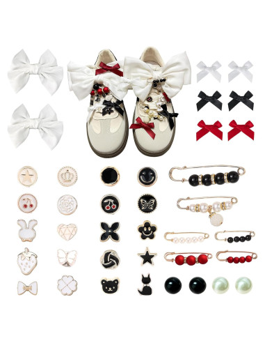 38 Encantos para Zapatos Lospfo - Lazos de Satén Blanco