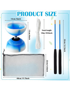Juego de Diabolo Chino Simgoing LED Azul Fuego Completo 2