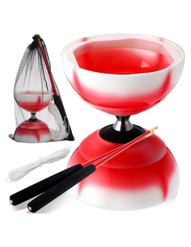 Juego de Diabolo Chino Simgoing LED Rojo Fuego 15 cm